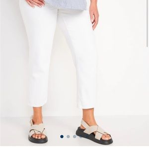Maternity Full Panel Slouchy Straight Cropped White Jeans - size 8 short.
